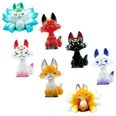 Qualia Tsubomi Fox Plastic Toy - Blind Box Includes 1 of 7 Collectable Figurines - Fun, Versatile Decoration - Made from Durable Plastic