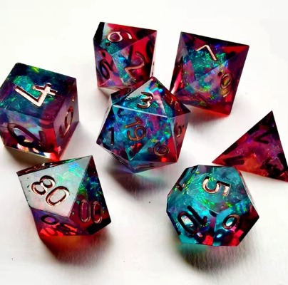 7-piece set of resin dice polyhedral dice precision-made DND sharp corners Dungeons and Dragons game dice pathfinder