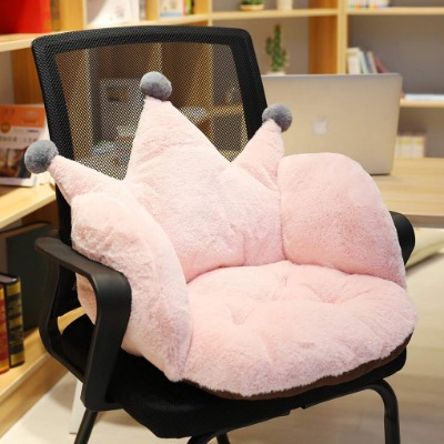 Cute Crown Chair Cushions Foam Stuffed Desk Seat Cushion Warm Comfort Plush Seat Cushion Pad for Support Waist Backrest Winter Girls Dorm Floor Pillow Home Office Chair Car Seat Cushion