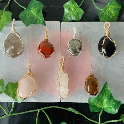 Handwrapped Crystal Necklace Pendant | Etsy