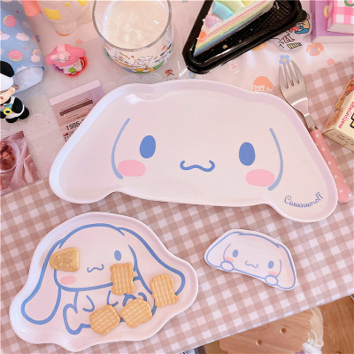 Cute Anime Fruit Plate Serving Kitchen Cutlery Set Melamine Kawaii Big Ear Dog Plate Tableware Dining Bowl Free Shipping|Dishes & Plates|   - AliExpress