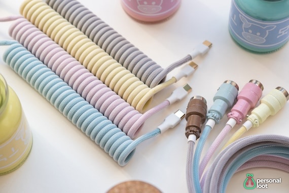 Pastel Milk Themed Custom Coiled Keyboard Cables With Pastel | Etsy UK