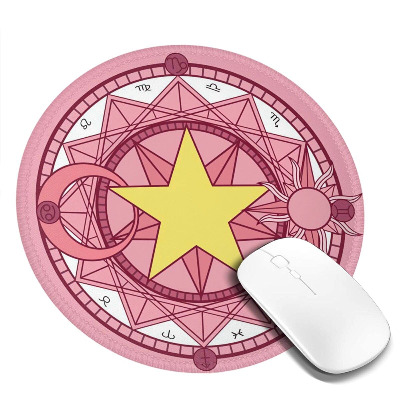 Cute Pink Sakura Mouse Pad Anime Pink Gaming Mouse Mat Magic Circle Round Rubber Computer Laptop Mousepad Desk Mat Accessories