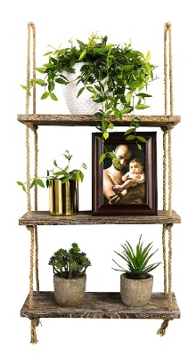 decorative wall hanging shelf ✦ 3 tier distressed wood