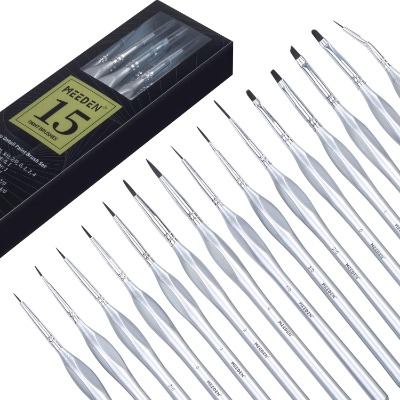 MEEDEN Micro Detail Paint Brush Set,15 Tiny Professional Miniature Fine Detail Brushes Detailing Paint Kit for Acrylic Watercolor Oil - Model Airplane Kits Nail Painting