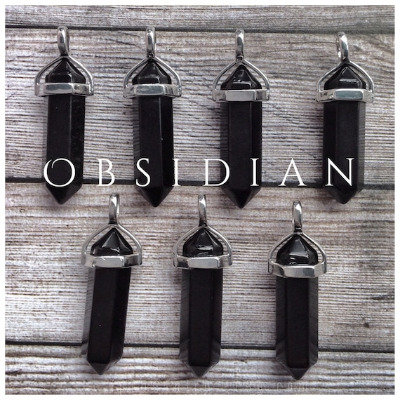 Obsidian /black Onyx Gemstone Crystal Point Pendant | Etsy Canada