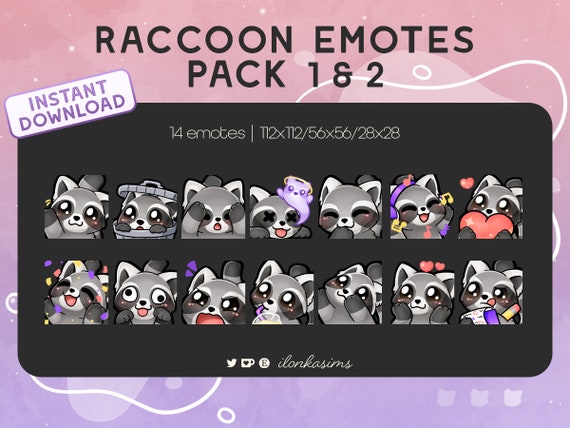 Raccoon  Twitch/discord Emotes Combo Pack set of 14 | Etsy