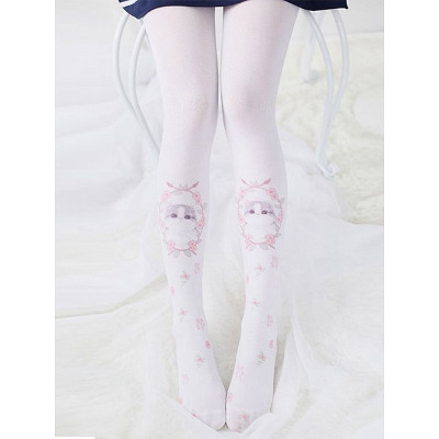 ]Kitty Print Tights