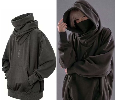 Japanese Harajuku Style Oversized Big Neck Hoodie Pullover Embroidery Sweater