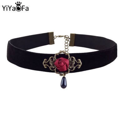 Elegant Rose Choker Necklace for Women Accessories Gothic Party Jewelry Vintage Statement Necklace & Pendant DD 38