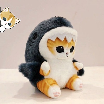 Shark Cat Fried Shrimp Pendant Doll Kawaii Plush Doll Beautiful Room Car Bag Decoration Pendant Christmas Present Couple Pendant - Plush Keychains 