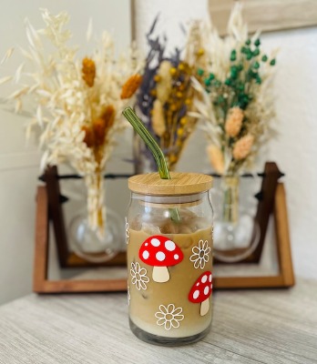Mushroom Glass Can for HYRDATION