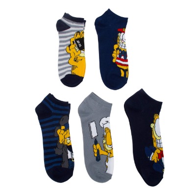 Garfield 5 pack No-Show Fashion Novelty Socks (Big Boys/ Men's)