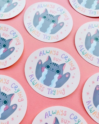 Always Crying but Always Trying  Sticker | Etsy