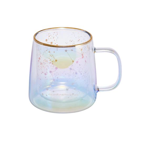 Taza Doble Vidrio Zodiac Iridescent