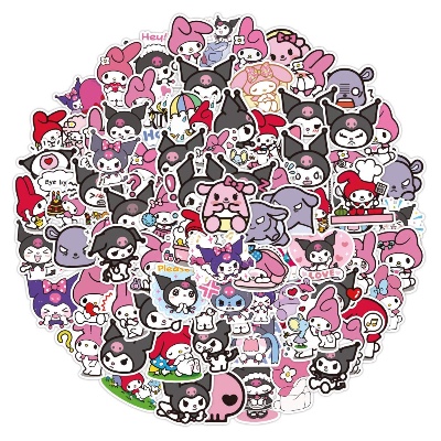 Kuromi Stickers,100 PCS Kawaii Kuromi My Melody Graffiti Vinyl Waterproof Decals for Water Bottles Computer Bicycle Skateboard Luggage Phone Pad Laptop Kids Teens Stickers Pack