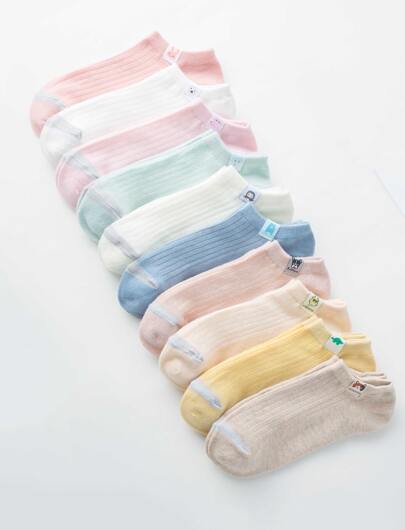 Calcetines tobilleros con parche con dibujos animados 10 pares