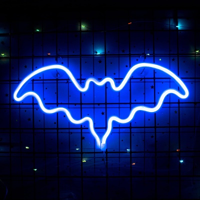 Bat Neon Signs,Neon Signs for Wall Decor Halloween Decoration Bat Led Neon Sign,Halloween Decorations for Bedroom Wall Christmas Party Wedding Kids Room(Blue)