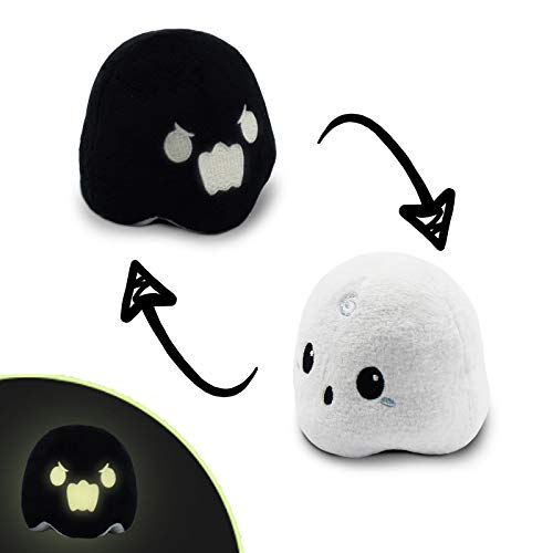 The Original Reversible Ghost Plushie | TeeTurtle’s Patented Design | Show your mood without saying a word! , White/Black