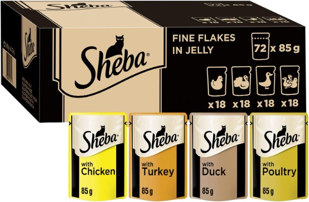 Sheba Cat Pouches Poultry Collection in Jelly, 72 x 85g
