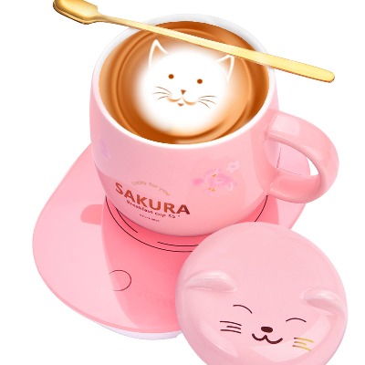 Coffee Mug Warmer with Mug,Cute Coffee Cup Coffee Warmer Mug for Women Coffee Tea Cup Warmer for Desk Auto On/Off Gravity-Induction Coffee Mug Warmer Set Ceramic Cup Christmas Coffee Gift