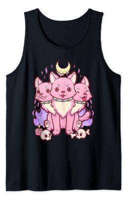 Kawaii Pastel Goth Cute Creepy 3 Headed Dog Tank Top