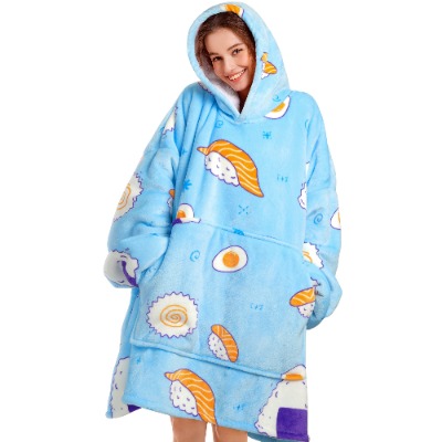 Naretce Blanket Hoodie Women  Man,Premium Sherpa Fleece Oversized Hoodie Blanket with Giant Pocket for Women,Super Cozy and Big Wearable Blanket Hoodie Sweatshirt Gift Light Sushi