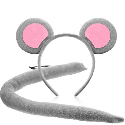 WILLBOND Large Mouse Ear Headband and Tail for Halloween Cosplay Costume Party Decoration