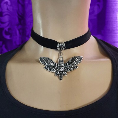 Death Head Moth Black Velvet Choker Gothic Moth Choker With | Etsy