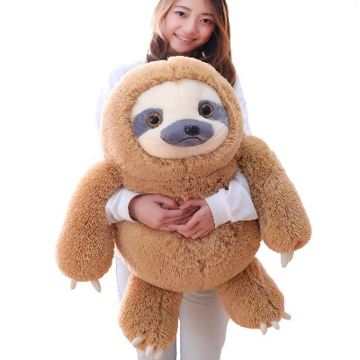 Winsterch Giant Fluffy Sloth Stuffed Animal Toy for Kids Large Plush Sloth Toy Birthday Gifts (27.5 Inches, Brown)