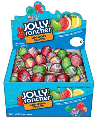 JOLLY RANCHER Candy Lollipops Assortment, Halloween Candy to Share, Bulk Candy, 50 Count (850 Gram)