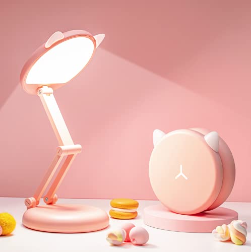 ONEFIRE LED Desk Lamp Cute Desk Lamp Pink Desk Lamp, 8 Brightness Foldable Small Desk Lamp, Portable Kids Desk Lamp Dimmable LED Desk Lamps, USB Charging Desk Lamps for Home Office Cute Lamp for Desk