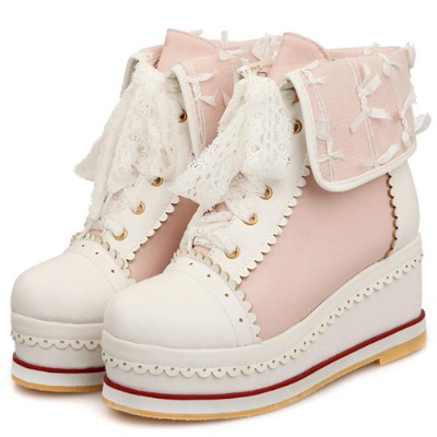SaraIris Women's Cute Platform Lolita Boots, Lace-up Cosplay Brogue Sneakers Wedges Ankle Boots