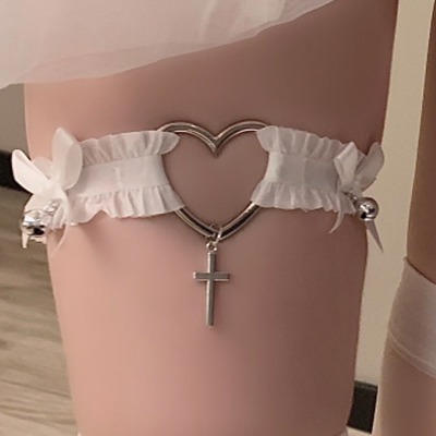 Lace Garter Belt Heart Bowknot Cross Lolita Leg Garters Elastic Choker Leg Ring Strap Cosplay Bondage Lingerie Harness - Garters - AliExpress