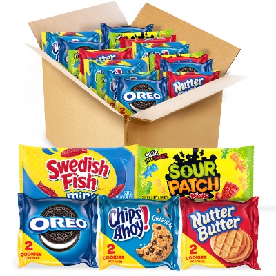 OREO, CHIPS AHOY!, Nutter Butter, SOUR PATCH KIDS  SWEDISH FISH Cookies  Candy Variety Pack, 40 Snack Packs