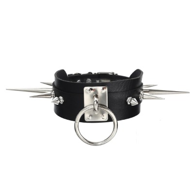 Goth Spike Choker Collar Black 