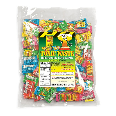 TOXIC WASTE | 1 Pound Bag Assortment of Toxic Waste Sour Candy - 5 Flavors: Apple, Watermelon, Lemon, Blue Raspberry, and Black Cherry