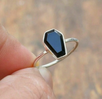 Black Onyx Coffin Ring | Etsy