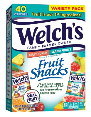 Welch's Fruit Snacks, Fruit Punch & Island Fruits Variety Pack, Gluten Free, Bulk Pack, 0.9 oz Individual Single Serve Bags (Pack of 40)