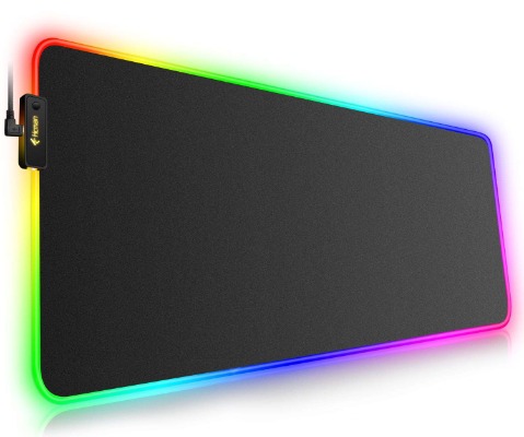 RGB Gaming Mouse Mat Pad Large Thick(800×300×4mm) Hcman XXXL Extended Led Mousepad with Non-Slip Rubber Base, Soft Computer Keyboard Mice Mat for Macbook, PC, Laptop, Desk - Black