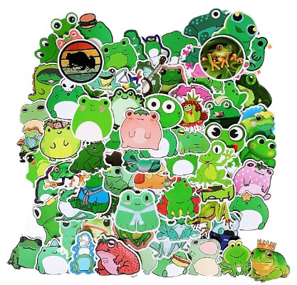 100PCS Frog Stickers Frog Decals Cute Frog Laptop Stickers Cartoon Frog Waterproof Decorative Stickers for Computer, Luggage, Guitar, Water Bottle,Skateboard,Cute Frog Stuff