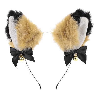 Sibba 2Pcs Fox Ears Headband Plush Anime Cosplay Cat Ear Head Band Fur Animal Hairband Cute Costume Hair Accessories for Kids and Adults Halloween Christmas Party Supplies (Brown)