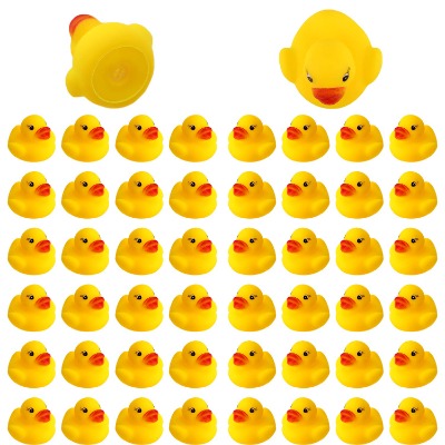 SAVITA 50pcs Rubber Ducky Bath Toy for Kids, Float and Squeak Mini Small Yellow Ducks Bathtub Toys for Shower/Birthday/Party Supplies