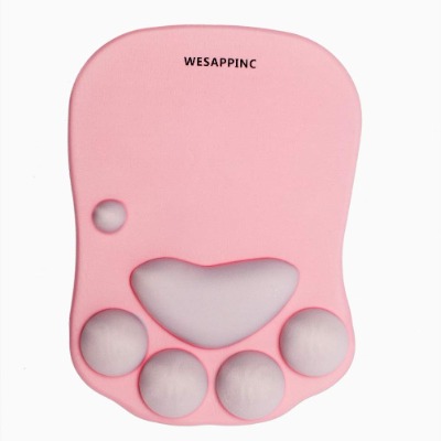 WESAPPINC Cat Paw Mouse Pad with Wrist Support Soft Silicone Wrist Rests Non Slip Ergonomic Mousepad for Office Computer Gaming Desk Decor (10.7x7.8x0.9'') (Pink)