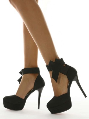 SHEIN SXY Bow Decor Stiletto Heeled Platform Pumps