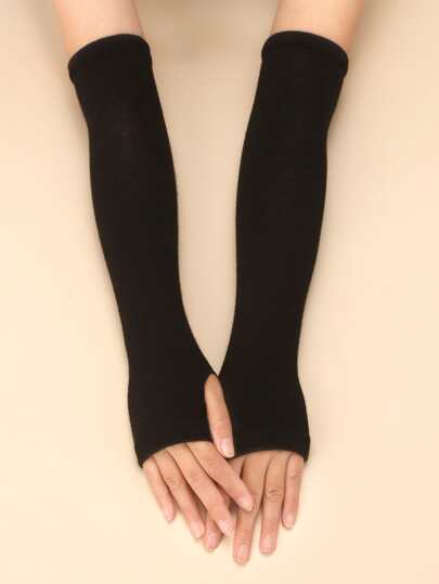 Simple Plain Long Gloves