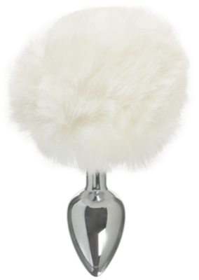 White Bunny Tail Butt Plug