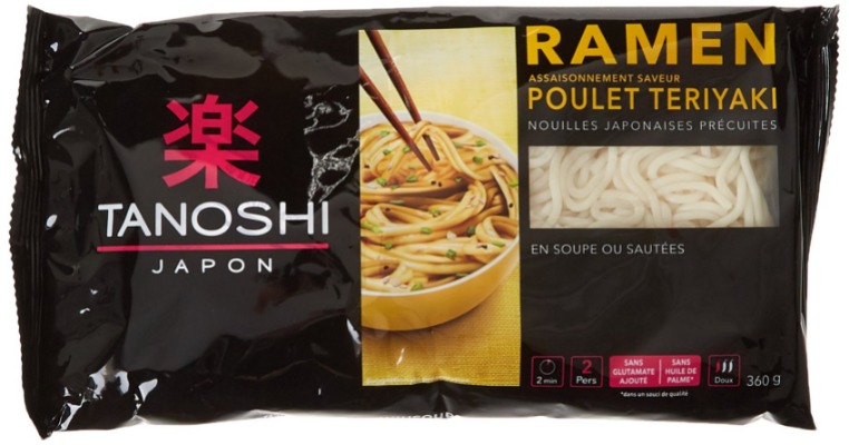 Tanoshi Nouilles japonaises Ramen précuites - Saveur Poulet Teriyaki - 360 g - Pour 2 personnes