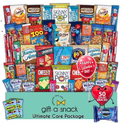 Snack Box Variety Pack Care Package (50 Count) Galentines 2022 Candy Gift Basket Idea for Kids Adults Teens Family College Student - Crave Food Birthday Arrangement Candy Chips Cookies