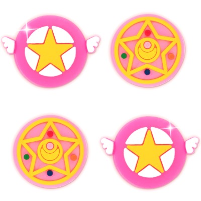 BelugaDesign Moon Sakura Thumb Grips | Anime Cute Kawaii Button Joystick Cap Cover | Compatible with Nintendo Switch Standard Lite OLED (Pink)